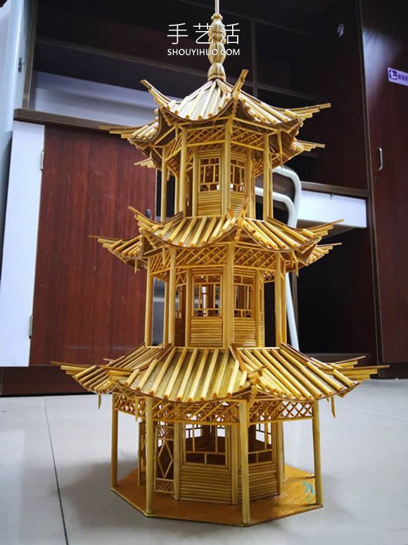 一次性筷子做古代塔的制作方法教程 -  itrip.net.cn