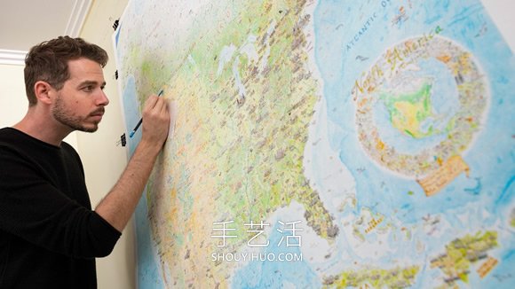 5年時間！Anton Thomas繪制巨型彩色鉛筆地圖 -  itrip.net.cn