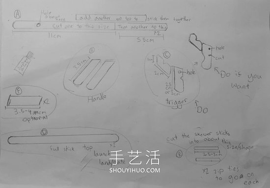雪糕棍手工制作紙飛機(jī)橡皮筋彈射器的做法 -  itrip.net.cn