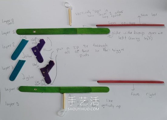 雪糕棍手工制作紙飛機(jī)橡皮筋彈射器的做法 -  itrip.net.cn