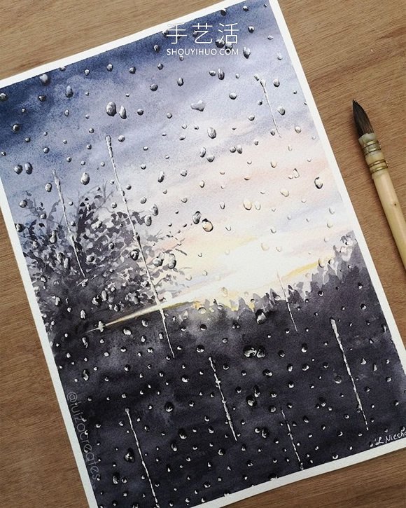 雨打窗戶！逼真水彩畫讓雨滴與自然景觀相融 -  itrip.net.cn