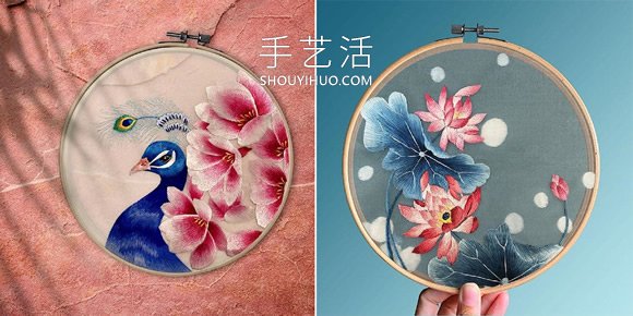 精致花鳥刺繡圖片！針線勾勒出絕美孔雀、花蝶 -  itrip.net.cn
