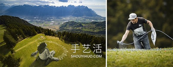 阿爾卑斯山草地壁畫！Saype的大型噴漆畫作品 -  itrip.net.cn