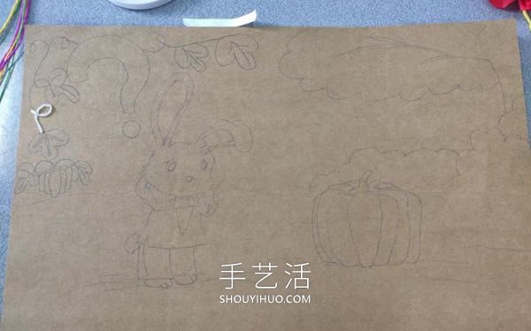 皺紋紙貼畫(huà)圖案步驟關(guān)于兔子和南瓜 -  itrip.net.cn
