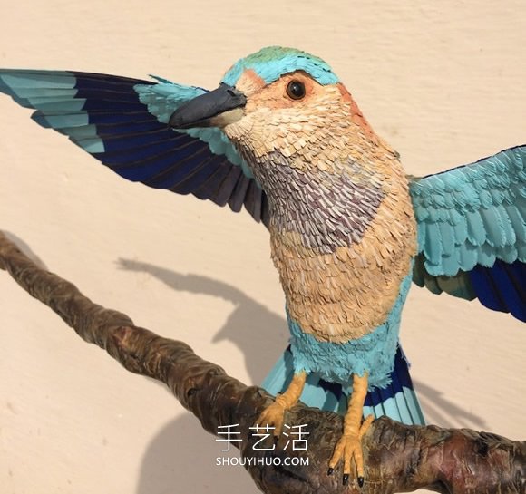 看起來像照片的逼真紙鳥雕塑作品 -  itrip.net.cn