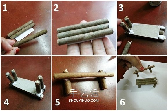 幼兒用樹(shù)枝做長(zhǎng)椅和桌子的手工教程 -  itrip.net.cn