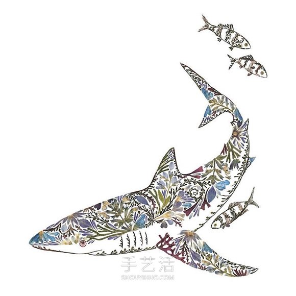用壓制的花朵和葉子創(chuàng)作精美的動物插圖 -  itrip.net.cn