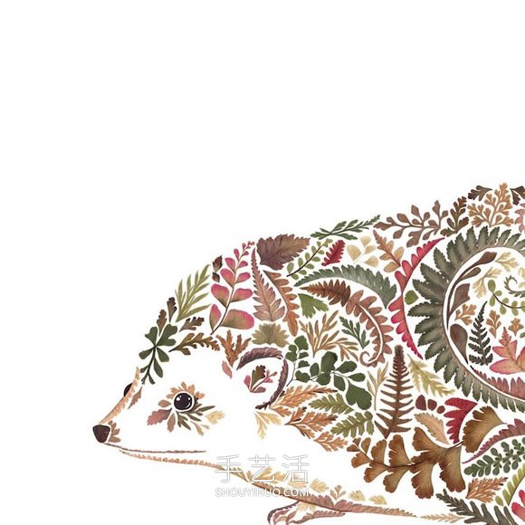 用壓制的花朵和葉子創(chuàng)作精美的動物插圖 -  itrip.net.cn