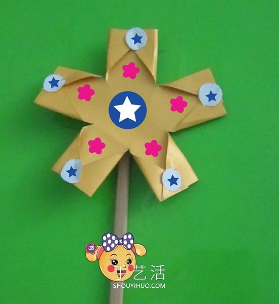 牛皮紙風車手工制作，可愛的花朵造型！ -  itrip.net.cn