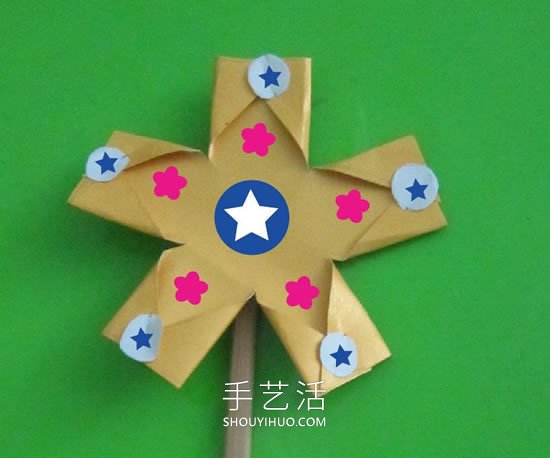 牛皮紙風車手工制作，可愛的花朵造型！ -  itrip.net.cn