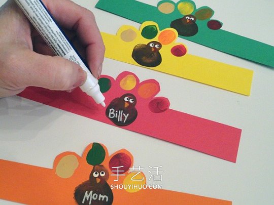 感恩節(jié)指紋火雞餐巾環(huán)手工制作教程 -  itrip.net.cn