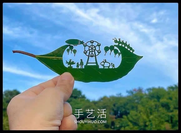 藝術(shù)家精心將復(fù)雜的場景雕刻在樹葉上 -  itrip.net.cn