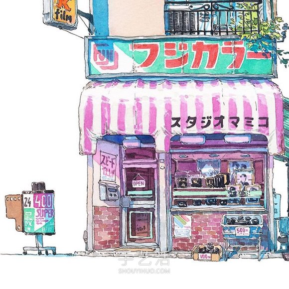 夢幻的日本店面！波蘭動畫師虛構(gòu)的水彩畫 -  itrip.net.cn