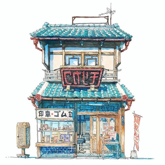 夢幻的日本店面！波蘭動畫師虛構(gòu)的水彩畫 -  itrip.net.cn