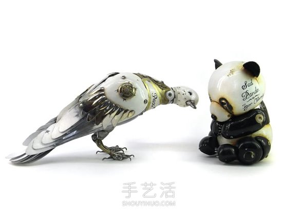 丟棄的機(jī)械零件DIY蒸汽朋克風(fēng)的動物雕塑 -  itrip.net.cn