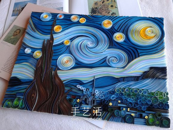 衍紙藝術(shù)家手工DIY梵高的“星月夜” -  itrip.net.cn